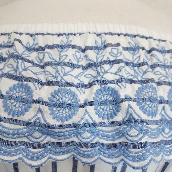 Baby Blue Embroidered Striped Maxi Dress - Picture 6 of 11